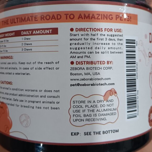 Zebora Soft Chews Dog Glucosamine 120 chews brand new and sealed - Picture 3 of 3